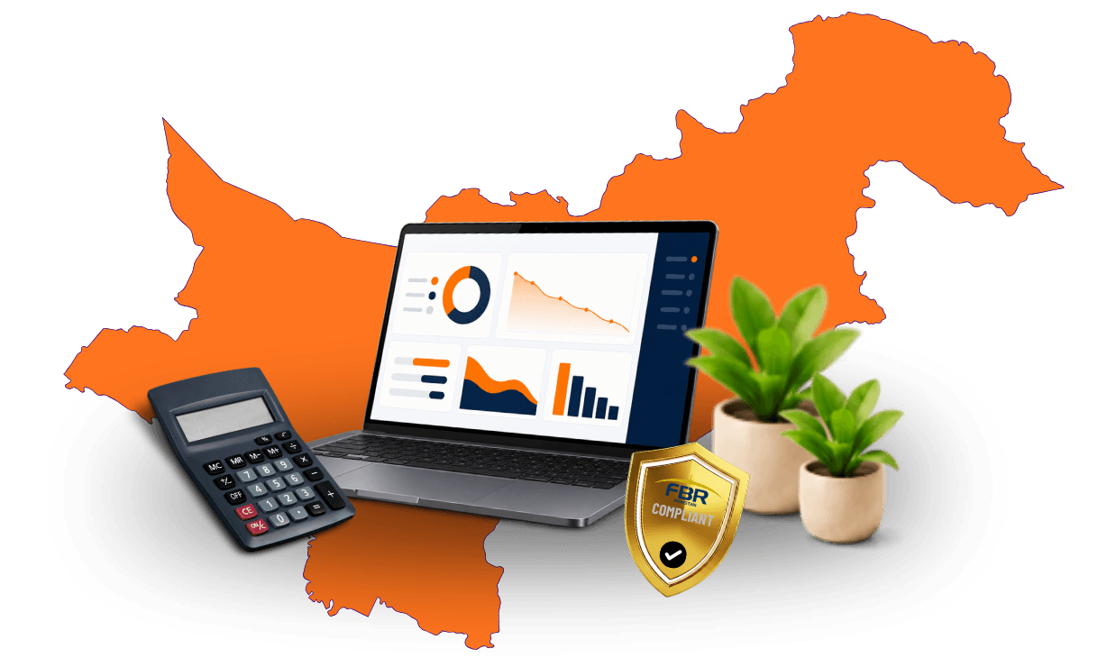 Tax filing dashboard, calculator, FBR compliance shield and plants